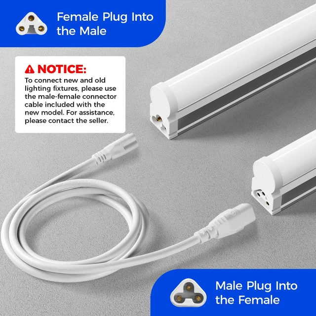 Alt view image 4 of 7 - 12 Pack T5 LED Shop Light 4FT, 4000K Cool White, 2200lm, 20W Utility Linkable Lights, Garage Ceiling and Under Cabinet Light, ETL Listed, Built-in ON/Off Switch for Workshop Warehouse