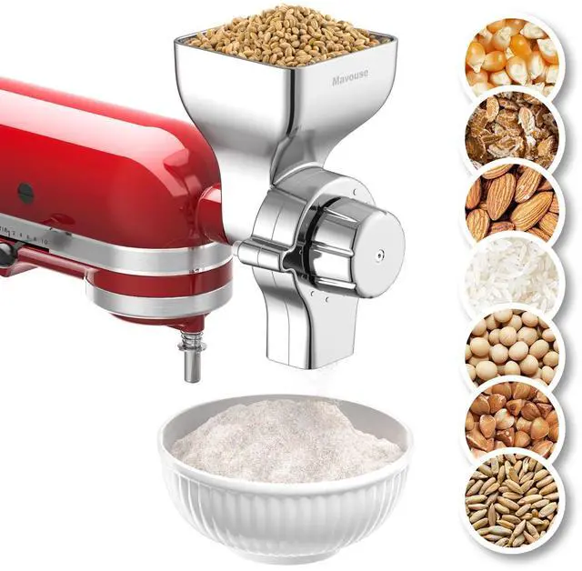 Main image of All Metal Grain Mill Attachment For Kitchenaid Stand Mixer, 12 Levels Flour Mill Grinder for Home, Fit for Grinding Wheat, Corn, Oats, Buckwheat,Millet and Other Cereals