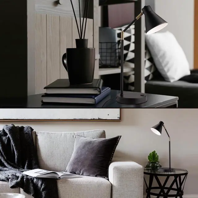 Alt view image 5 of 7 - Astrum - LED Desk Lamp with Dual USB Charging Ports, 100% Metal, 270 Degree Swivel Arms, Soft White Light (3000K), Bedside & Home Office Table Lamp, ETL Listed, Black