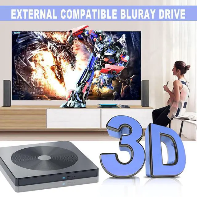 Alt view image 3 of 6 - External Blu-ray Drive Player Read/Write Portable Burner, Compatible with USB 3.0 and Type-C DVD DVD BD, Compatible with Win7-11/Mac OS Comes with One Year Warranty