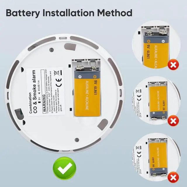 Alt view image 7 of 7 - Smoke and Carbon Monoxide Detector, Combination Smoke Alarm and Carbon Monoxide Detector Battery Powered, CO Detector Alarm with Sensitive Sensor, Sound Warning and LCD Display, CDR-803