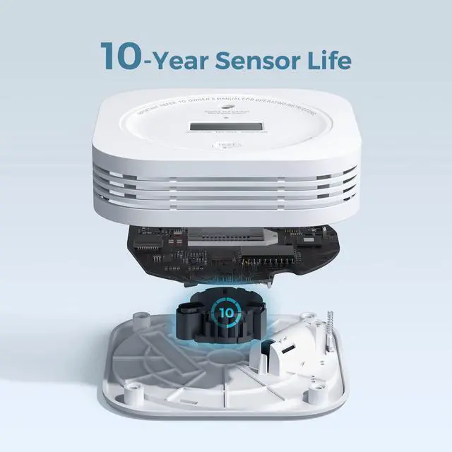 Alt view image 2 of 7 - Interlinked Smoke Carbon Monoxide Detector Combo, Smoke and CO Detector Battery Powered, Wireless Interconnected Smoke and CO Alarm, Digital Display, SC-RF200, 3-Pack