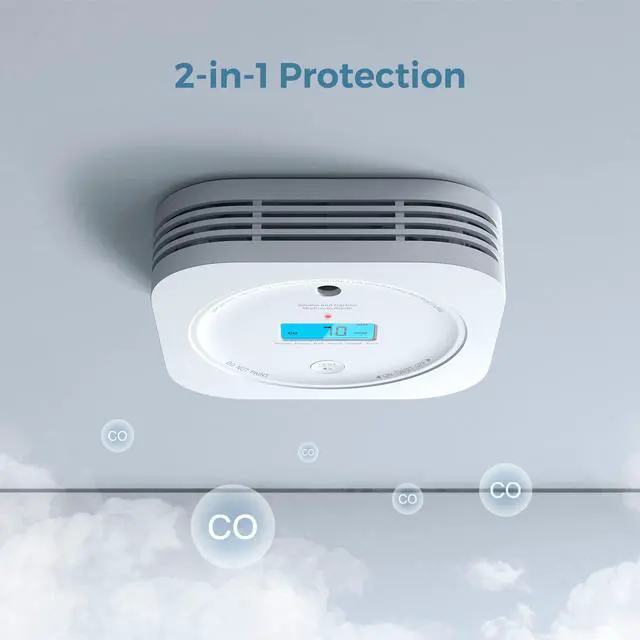 Alt view image 5 of 7 - Interlinked Smoke Carbon Monoxide Detector Combo, Smoke and CO Detector Battery Powered, Wireless Interconnected Smoke and CO Alarm, Digital Display, SC-RF200, 3-Pack