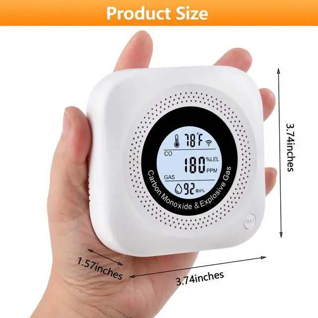 Alt view image 6 of 7 - Carbon Monoxide Detectors, 2Pack 4-in-1 Natural Gas Leak Detector, Portable Carbon Monoxide Detector, Plug in Wall with AC Socket and Temperature & Humidity Monitoring for RV, Home, Hotel (White)