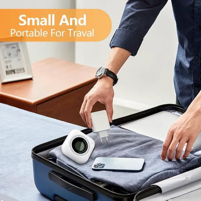 Alt view image 7 of 7 - Carbon Monoxide Detectors, 2Pack 4-in-1 Natural Gas Leak Detector, Portable Carbon Monoxide Detector, Plug in Wall with AC Socket and Temperature & Humidity Monitoring for RV, Home, Hotel (White)