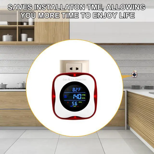 Alt view image 6 of 6 - 2 Packs Plug in Gas & Carbon Monoxide Detectors, 4-in-1 Natural Gas Leak Detector,Carbon Monoxide Alarm,4 Sensor °F&Humidity,CO & Propane Detector for Home,RV