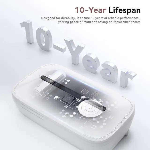 Alt view image 2 of 7 - 2 Packs Carbon Monoxide Detectors Plug in, 10-Year Battery Powered CO Detector with Breathing Light, Portable Traval Carbon Monoxide Alarm for Home/Office/RV