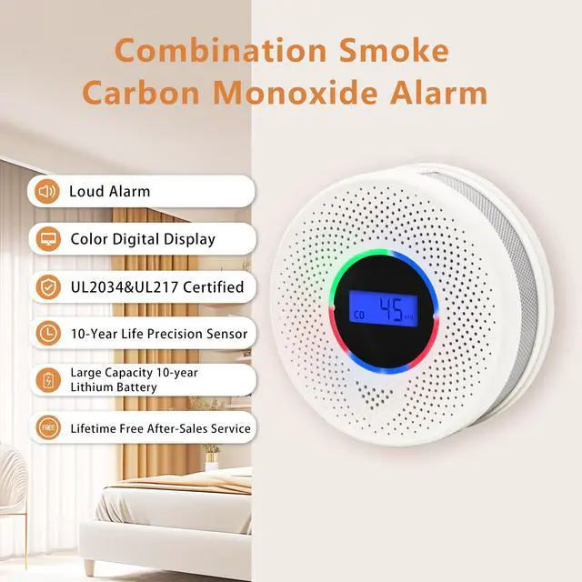 Alt view image 3 of 6 - Kesy Upgraded Smoke and Carbon Monoxide Detector 10-Year Lifespan, Dual Sensor Smoke Alarm & Carbon Monoxide Detector (3 Pack)