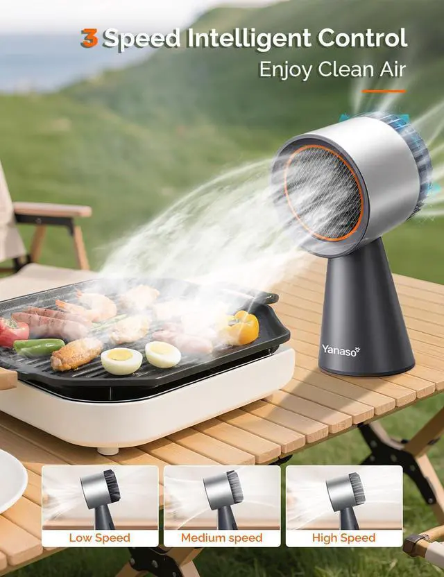 Alt view image 2 of 7 - Portable Kitchen Range Hood Quiet 3-Speed Countertop Exhaust Fan with Dual Carbon Filters, Large Oil Cup, Easy-Clean & Detachable Design, Perfect for Apartments, Dorms & RVs