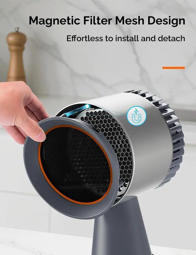 Alt view image 5 of 7 - Portable Kitchen Range Hood Quiet 3-Speed Countertop Exhaust Fan with Dual Carbon Filters, Large Oil Cup, Easy-Clean & Detachable Design, Perfect for Apartments, Dorms & RVs