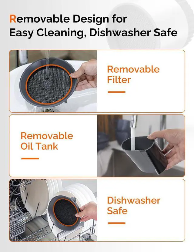Alt view image 6 of 7 - Portable Kitchen Range Hood Quiet 3-Speed Countertop Exhaust Fan with Dual Carbon Filters, Large Oil Cup, Easy-Clean & Detachable Design, Perfect for Apartments, Dorms & RVs