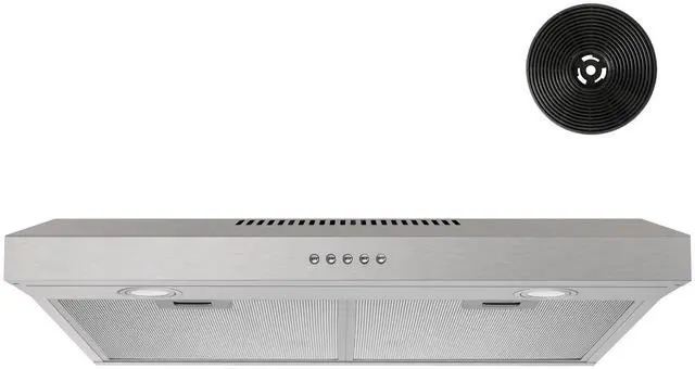 Main image of 30 Inch Under Cabinet Range Hood with Quiet Brushless Motor, 300CFM Ducted/Ductless Convertible Vent Hood, 3 Speed Exhaust Fan, LED Light & Reusable Filter, Stainless Steel Kitchen Stove Hood