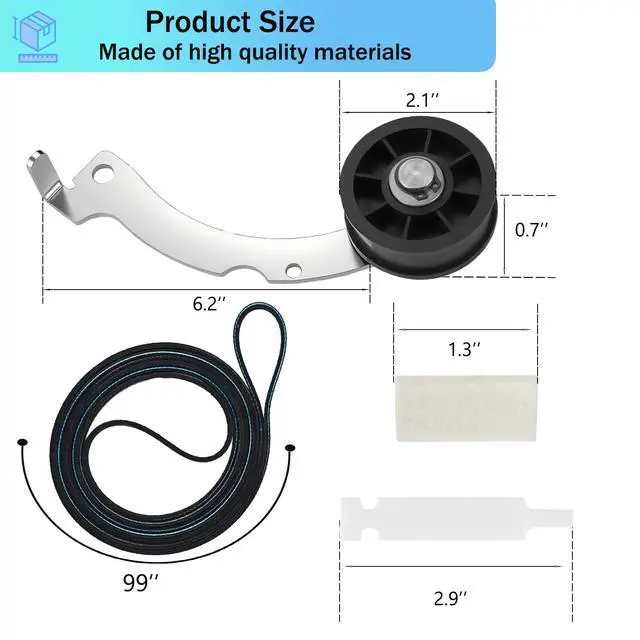 Alt view image 3 of 7 - Dryer Repair Kit with RB170002 Dryer Roller Kit & D511255P Dryer Cylinder Belt & RB170003 Dryer Drum Glide Kit & D516792 Dryer ldler Pulley - Compatible with Speed Queen 1992 and Newer Dryer