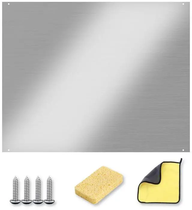 Main image of 36x 24 Stainless Steel Stove Backsplash, Range Hoods Backsplash Wall Shield Metal Panel, Ultra Flat Splatter Guard for Stovetop, Stainless Steel Sheet with 4 Pre Drilled Holes for Easy Installation
