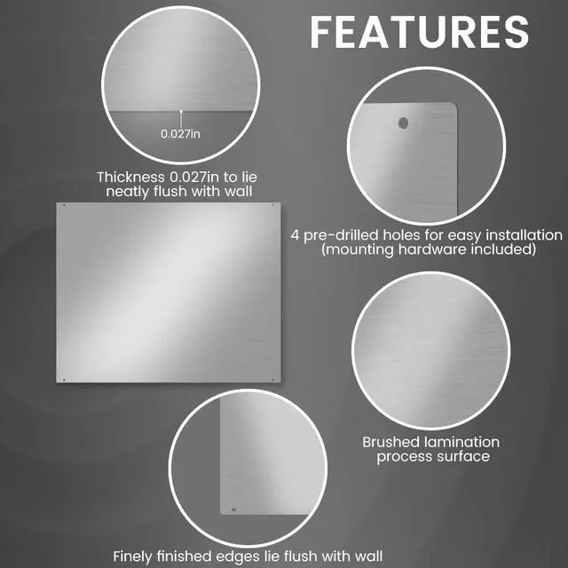 Alt view image 4 of 7 - 36x 24 Stainless Steel Stove Backsplash, Range Hoods Backsplash Wall Shield Metal Panel, Ultra Flat Splatter Guard for Stovetop, Stainless Steel Sheet with 4 Pre Drilled Holes for Easy Installation