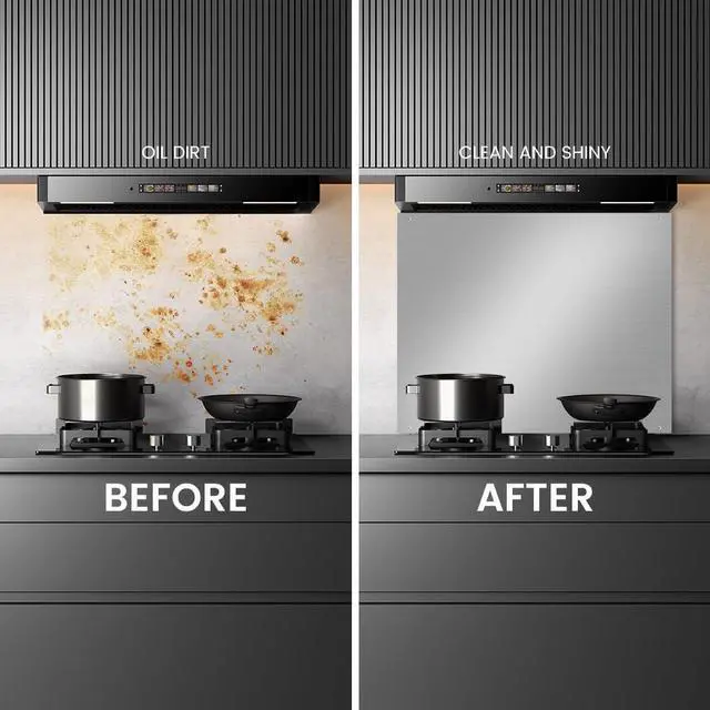 Alt view image 7 of 7 - 36x 24 Stainless Steel Stove Backsplash, Range Hoods Backsplash Wall Shield Metal Panel, Ultra Flat Splatter Guard for Stovetop, Stainless Steel Sheet with 4 Pre Drilled Holes for Easy Installation