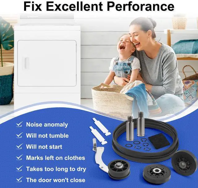 Alt view image 7 of 7 - Upgraded Dryer Rebuild Kit Compatible with Speed Queen 1992 & Newer SM, Include RB170002 Dryer Roller Kit & D516792 Dryer ldler Pulley & D511255P Dryer Cylinder Belt & RB170003 Dryer Drum Glide Kit