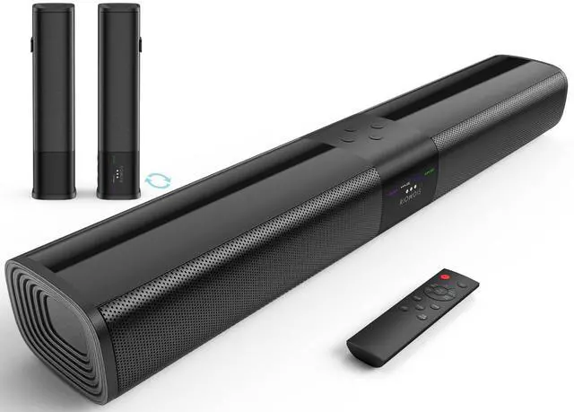 Main image of Sound Bar for Smart TV, 2 in 1 Detachable Home Audio Soundbar Speaker,20 Sound Bar for TV with Optical/AUX/HDMI-ARC/Bluetooth Connection for PC/Gaming/Projectors, Wall Mountable