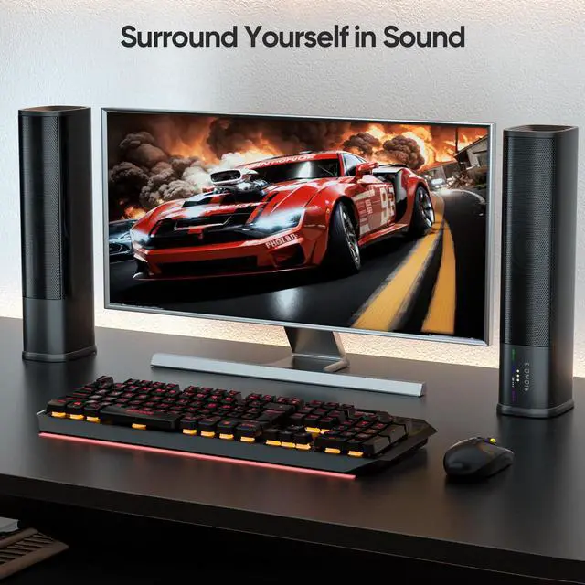 Alt view image 2 of 6 - Sound Bar for Smart TV, 2 in 1 Detachable Home Audio Soundbar Speaker,20 Sound Bar for TV with Optical/AUX/HDMI-ARC/Bluetooth Connection for PC/Gaming/Projectors, Wall Mountable