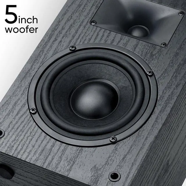 Alt view image 3 of 6 - Passive Bookshelf Speakers 80W Peak Power, 5" Woofer & 20mm Silk Dome Tweeter Stereo Speakers, Enhanced Vocal Clarity, 4 , Passive Speakers for Home Audio, Receiver or Amplifier Required