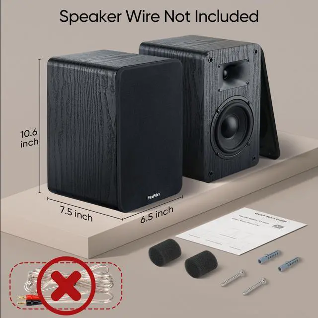 Alt view image 6 of 6 - Passive Bookshelf Speakers 80W Peak Power, 5" Woofer & 20mm Silk Dome Tweeter Stereo Speakers, Enhanced Vocal Clarity, 4 , Passive Speakers for Home Audio, Receiver or Amplifier Required