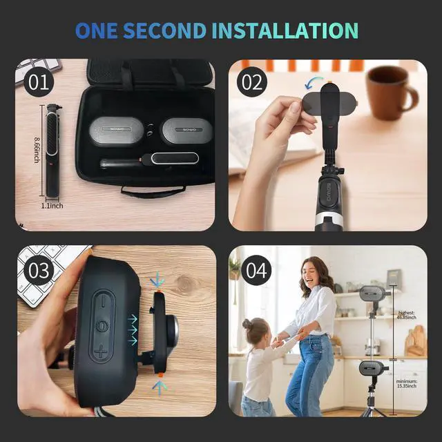 Alt view image 3 of 7 - Wireless Dual Bluetooth Speakers Set, Adjustable Stands 2Pcs, High-Fidelity Stereo Sound, Smart Pairing Sync, Surround Sound with Portable Lightweight Case for Home, Travel, Party, Birthday