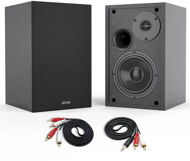Main image of 4 Inch Powered Bookshelf Speakers with Deep Bass, Bluetooth 5.0 Studio Monitor Speakers, 2.0 Neared Field Audio Speakers with 2 RCA Line Input, Set of 2 Black-New Model