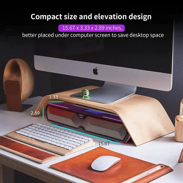 Alt view image 4 of 7 - MG300 Computer Sound Bar: Loud Speakers with Deep Bass - Switch RGB Built-in Microphone for Gaming Speakers Wireless Bluetooth 5.3 & USB Adapter PC Sound Bar for Desktop