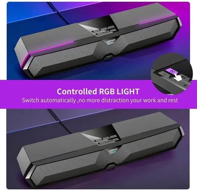 Alt view image 7 of 7 - MG300 Computer Sound Bar: Loud Speakers with Deep Bass - Switch RGB Built-in Microphone for Gaming Speakers Wireless Bluetooth 5.3 & USB Adapter PC Sound Bar for Desktop
