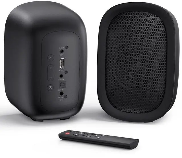 Main image of Powered Bluetooth Bookshelf Speakers for Record Player, 40W Stereo Sound Speakers with 3-Inch Woofer, Dual-Curved Horn Bass Reflex Port and Optical/AUX/TV-ARC for Turntable/PC/TV, Pair