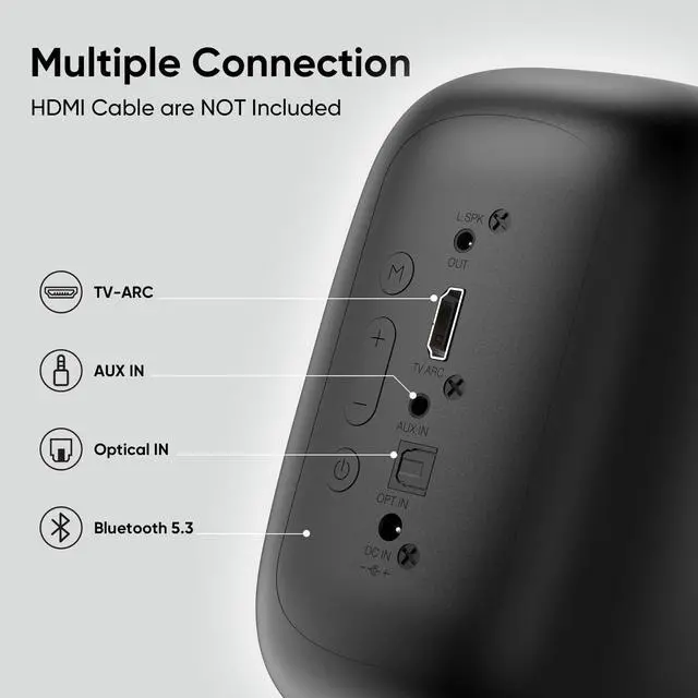 Alt view image 3 of 7 - Powered Bluetooth Bookshelf Speakers for Record Player, 40W Stereo Sound Speakers with 3-Inch Woofer, Dual-Curved Horn Bass Reflex Port and Optical/AUX/TV-ARC for Turntable/PC/TV, Pair