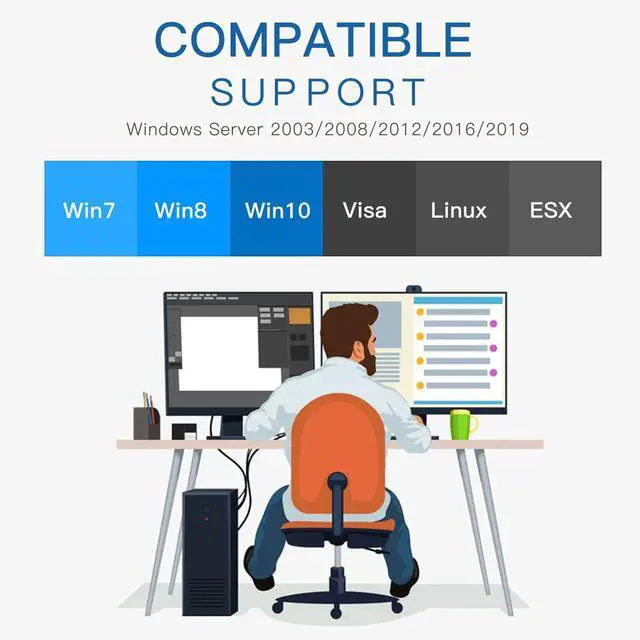 Alt view image 3 of 7 - 10Gb PCI-E Network Card NIC, Dual RJ45 Copper Ports, Compare to Intel X540-T2, with Intel X540-BT2 Chip, PCIe X8, 10Gbase-T Ethernet LAN Adapter Support Windows Server/Windows/Linux/VMware ESX