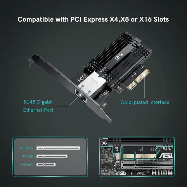 Alt view image 4 of 6 - 10Gb PCI-e Network Card, PCIe to 10 Gigabit Ethernet Adapter,Marvell AQtion AQC113C Controller,10G Base-T RJ45 Port NIC Card,Support Windows10/11/Server