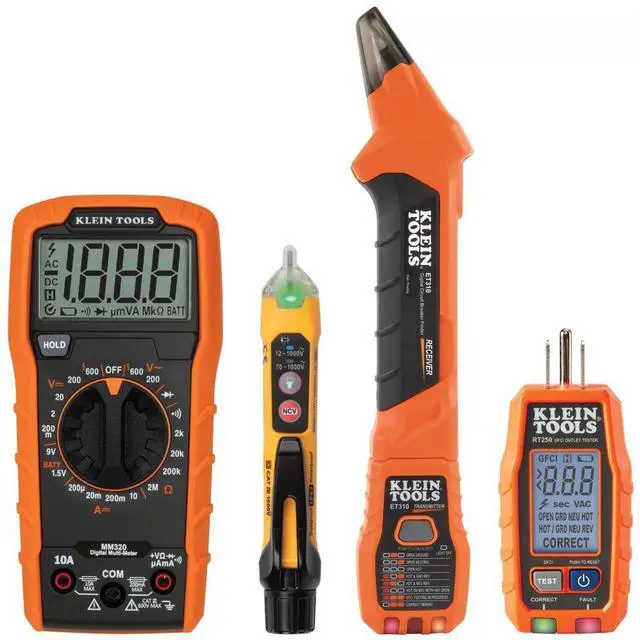 Main image of 80101 Circuit Breaker Finder Kit, GFCI Outlet and Receptacle Tester Kit, Multimeter, NCVT, Outlet Tester, Leads, 4-Piece