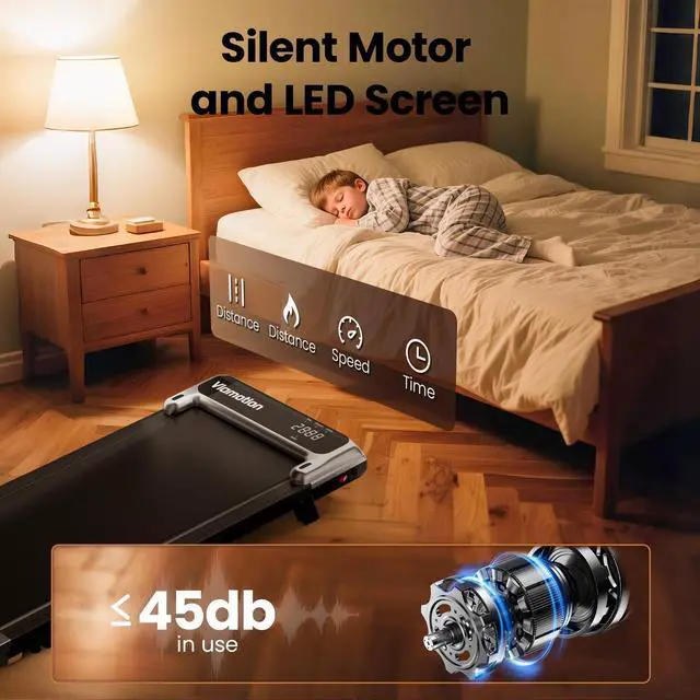 Alt view image 4 of 7 - Walking Pad,Under Desk Treadmill with Incline,2.5HP Low Noise Walking Pad with Remote and LED Display,Portable Walking Pad with 265 lbs Weight Capacity,Under Desk Treadmill Home Office