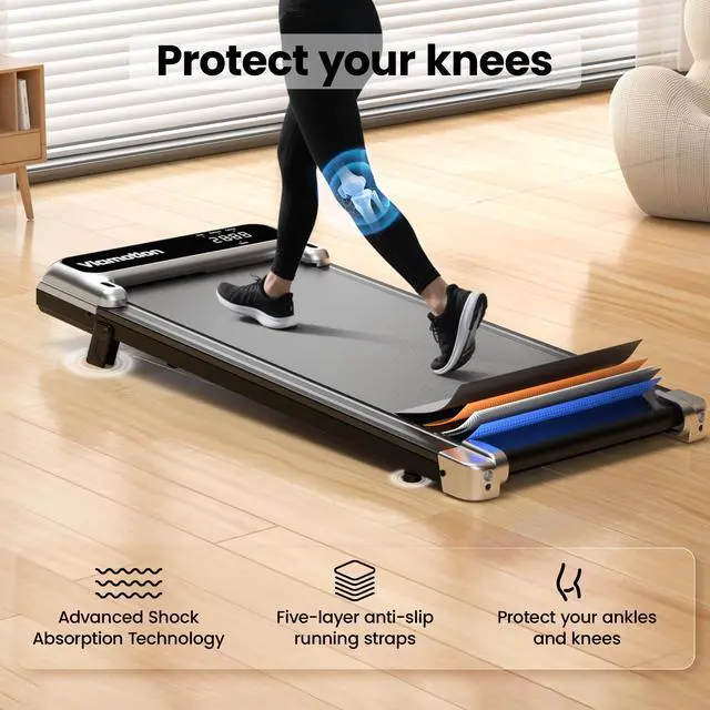 Alt view image 5 of 7 - Walking Pad,Under Desk Treadmill with Incline,2.5HP Low Noise Walking Pad with Remote and LED Display,Portable Walking Pad with 265 lbs Weight Capacity,Under Desk Treadmill Home Office