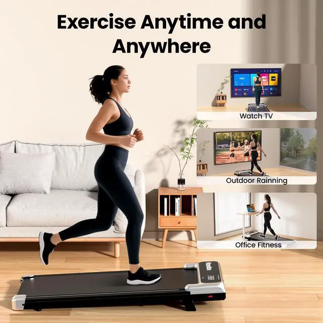 Alt view image 6 of 7 - Walking Pad,Under Desk Treadmill with Incline,2.5HP Low Noise Walking Pad with Remote and LED Display,Portable Walking Pad with 265 lbs Weight Capacity,Under Desk Treadmill Home Office