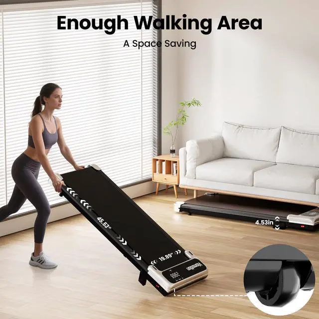 Alt view image 7 of 7 - Walking Pad,Under Desk Treadmill with Incline,2.5HP Low Noise Walking Pad with Remote and LED Display,Portable Walking Pad with 265 lbs Weight Capacity,Under Desk Treadmill Home Office
