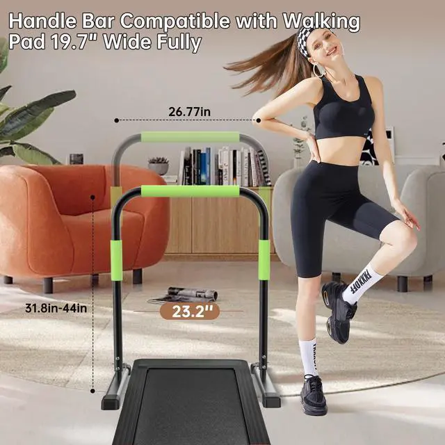 Alt view image 3 of 7 - Adjustable Walking Pad Handle only, 19.7 inch Wide, 44 inch Max Height, Green