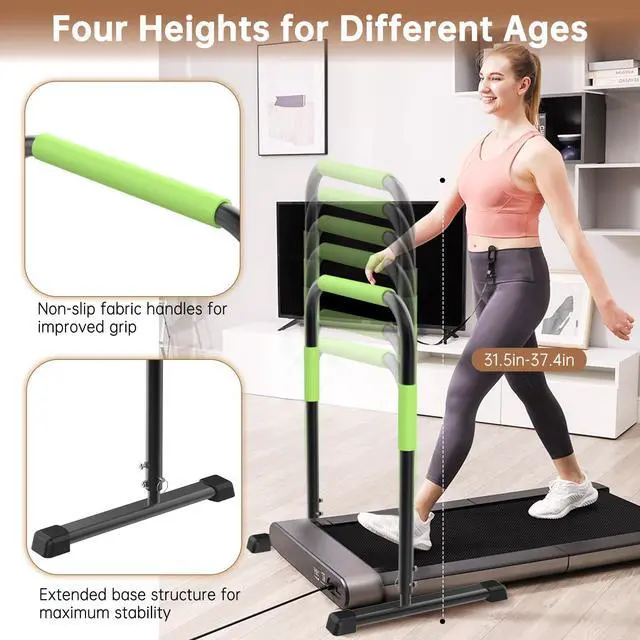 Alt view image 6 of 7 - Adjustable Walking Pad Handle only, 19.7 inch Wide, 44 inch Max Height, Green