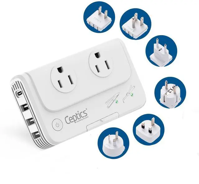 Main image of Travel Voltage Converter -200W Convert 220V to 110V for Curling Iron, Straightener, Charger Step Down World Power Plug - 4 USB PD 18W Fast Charging - SWadApt - Type A, B, C, E/F, G, I Include