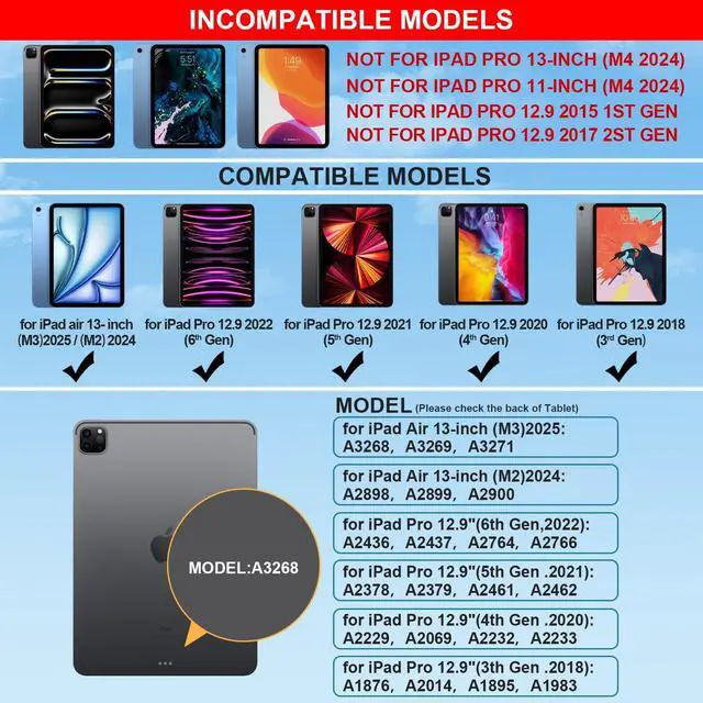 Alt view image 2 of 7 - Keyboard Case for iPad Air 13 inch (M3 2025/M2, 2024),iPad Pro 12.9 inch (3/4/5/6th Gen)Magic-Style Magnetic  Floating Cantilever Stand  Backlit Keyboard Case with Multi-Touch Trackpad