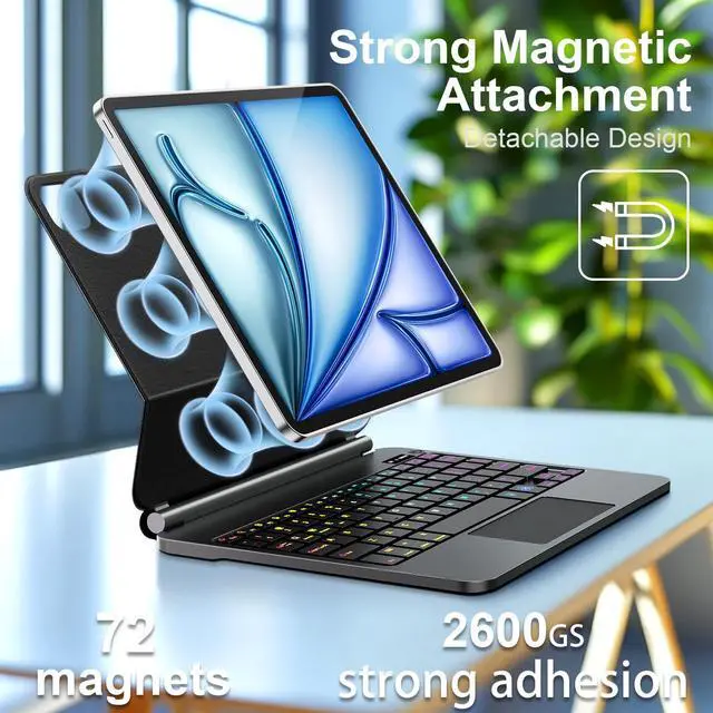 Alt view image 3 of 7 - Keyboard Case for iPad Air 13 inch (M3 2025/M2, 2024),iPad Pro 12.9 inch (3/4/5/6th Gen)Magic-Style Magnetic  Floating Cantilever Stand  Backlit Keyboard Case with Multi-Touch Trackpad