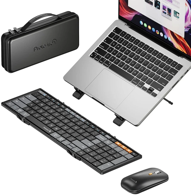 Main image of XKM01 CaseUp Foldable Bluetooth Keyboard Mouse Combo | Portable with Laptop Stand, Mobile Work Solution for On-the-Go, Compatible with Laptop PC Macbook, Windows Mac OS