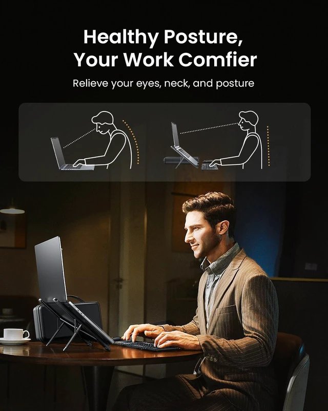 Alt view image 2 of 7 - XKM01 CaseUp Foldable Bluetooth Keyboard Mouse Combo | Portable with Laptop Stand, Mobile Work Solution for On-the-Go, Compatible with Laptop PC Macbook, Windows Mac OS