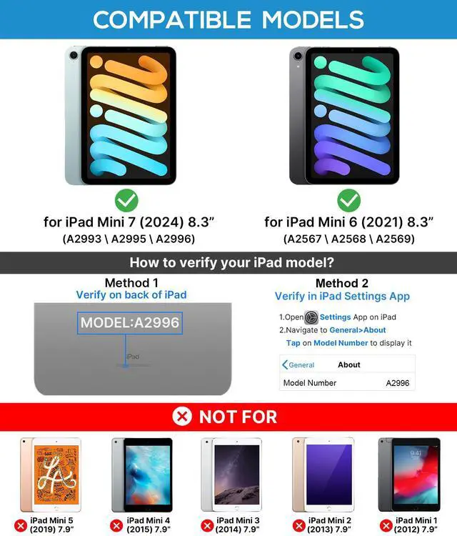 Alt view image 2 of 7 - Keyboard Case for iPad mini 7 (2024) & Mini 6 (2021) - Wireless Case with Keyboard for iPad mini 7th 6th Generation 8.3" - 10 Colors Backlit Keyboard Cover with Trackpad - Black