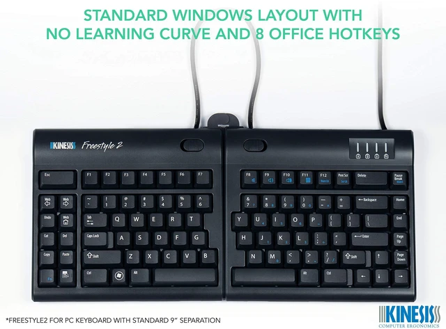 Alt view image 3 of 7 - KINESIS Freestyle2 Ergonomic Keyboard for PC (9" or 20" Separation) (9" Separation)