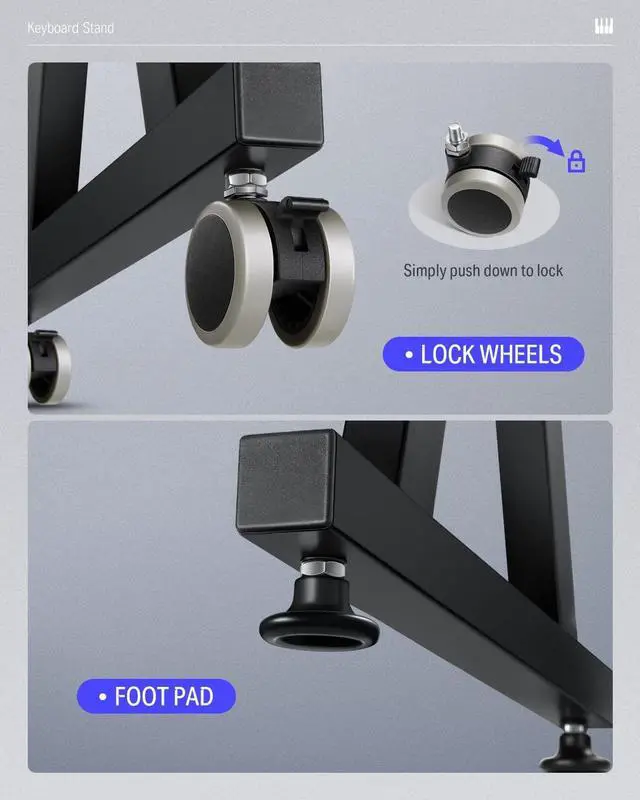 Alt view image 2 of 7 - Keyboard Stand, Z-style Heavy-Duty Piano Stand, Adjustable and Portable Piano Keyboard Stand, Suitable for 54, 61 and 88 Keys Electric Keyboards Digital Pianos