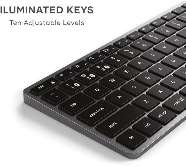 Alt view image 4 of 7 - Slim X1 Bluetooth Backlit Keyboard for Mac, Illuminated Keys & Multi-Device Sync, for MacBook Air/Pro M5/M4, iPad Air/Pro M5/M4/M3, iPad mini, Mac mini, iMac - Space Gray