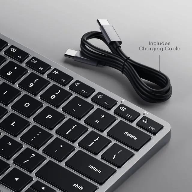Alt view image 5 of 7 - Slim X1 Bluetooth Backlit Keyboard for Mac, Illuminated Keys & Multi-Device Sync, for MacBook Air/Pro M5/M4, iPad Air/Pro M5/M4/M3, iPad mini, Mac mini, iMac - Space Gray